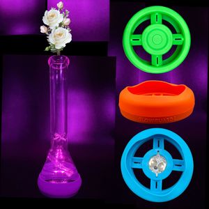 Bong Glass Water Pipe Hookah USB Rechargeable LED Light Silicone Base Bumper 4.25in-6in Straight Tube or Beaker Bases 420 Adult Party Gifts For Stoners Accessory