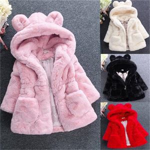 Cappotto Neonate Cappotti invernali caldi Spessa pelliccia sintetica Moda Bambini Giacca con cappuccio Capispalla Abbigliamento per bambini Misura 2 3 4 6 7 anni a 230620