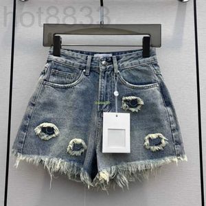 Kvinnors shorts designer bomull kvinnor jeans kvinnlig high end milan runway varumärke cowboy casual tassel tröja brev broderi outwear denim a-line hetty heta byxor peuf