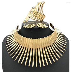 Collana Orecchini Set Longqu Africano Per Le Donne Color Oro Dichiarazione Collane Gioielli In Metallo Torque Punk Choker