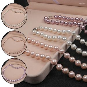 Chains 8/10mm Big Natural Freshwater Pearl Necklace For Women Pink Purple White Girl Jewelry Gift Choker