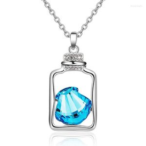 Pendant Necklaces NL-00188 Korean Fashion Jewelry For Women Silver Plated Wishing Bottle Crystal Necklace Valentine's Day Gifts Item
