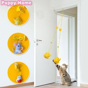 Brinquedo Interativo para Gato Pendurado Simulação Brinquedo para Gato Desenho Animado Corda Elástica Brinquedo Interativo para Gatinho Jogo Teaser Stick Brinquedos Suprimentos para Gatos