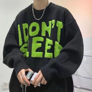 Erkek Tshirts Mektup Nakış Japon tarzı kazaklar Kadın Giysileri Vintage Harajuku Büyük Boyutlu Moda Sokak Güzüşü Gotik Sweater 230620