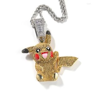 Colares com pingente Hip Hop 5A CZ Stone Paved Bling Iced Out Cartoon Personagem de Anime Pingentes Para Homens Rapper Jóias Drop