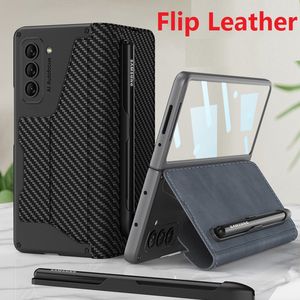 Wallet Leather Cases For Samsung Galaxy Z Fold 5 Case Flip Book Pen Slot Stand Magic Protective Film Screen Cover