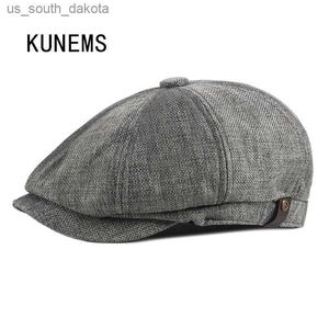 KUNEMS Fashion Berets Hat for Mens Cap Retro Papà Cappelli Boinas Summer Berretto da sole traspirante Designer Cappelli ottagonali Peaky Blinders L230523