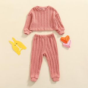 Zestawy odzieży niemowlę dzieci streetwearu Streetwear Kids TrackSurs Świeże, solidne dzianinowe topy i spodnie modne stroje