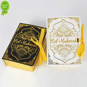 New 5Pcs Book Shape Eid Mubarak Chocolate Candy Boxes Ramadan Decor Gift Packaging Box 2023 Islamic Muslim Festival Party Supplies