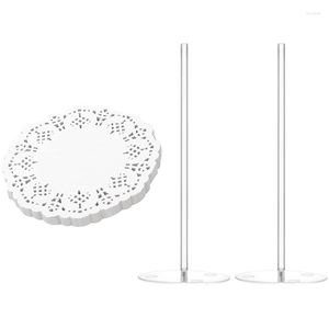 Table Mats 2 Pcs Acrylic Donut Stands 5.9 Inch & 100pcs Lace Doilies Paper 4.5 Decorative Round Placemats Liners