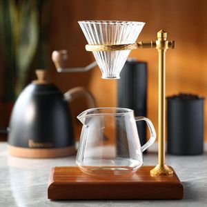 Milk Pot Coffee Filter Holder Simple Assembly Durable Adjustable Height Manual Dripper with Wood Base Stand for Travel 230620