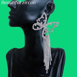 Dangle Chandelier Fashion women shiny crystal butterfly Tassel Earrings wedding bride luxury dinner jewelry gifts wholesale 230621