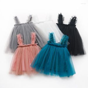 Girl Dresses 2023 Summer Kids Girls Mesh Suspender Dress Baby Fluffy Princess Tulle Party