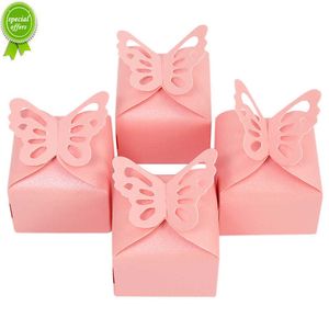 Nowe 50pcs różowy motyl cukierki czekoladowe pudełka na ślub Favours Dekoracja przyjęcia Przyjęcia Dekoracja dziewczyny