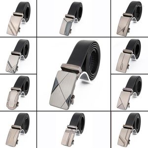 Cintos masculinos automáticos masculinos trabalho casual luxo metal couro sintético designer