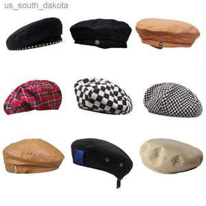 Nowe vintage zwykłe beret czapki francuskie berety bawełniane artysty kobiety mężczyzn malarz hat dziewczęta Fashion Streetwear Beanie Cap L230523