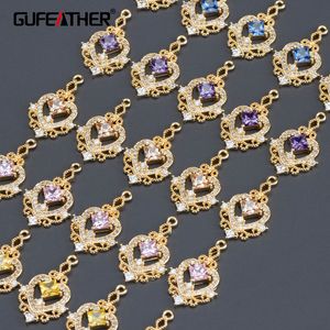 Pins Brooches GUFEATHER MA79 jewelry accessories nickel free 18k gold plated copper metal zircons charms making diy pendants 10pcs lot 230621