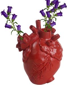 Vasi Vaso Cuore Anatomico - Scultura Creativa a Forma di Cuore in Resina | Vaso di fiori per ornamenti di decorazione moderna per scheda desktop