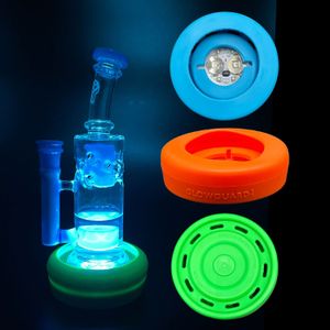 Cachimbo de água de vidro Bong Cachimbo de água substituível Bateria de moeda LED Base de silicone amortecedor 3 pol.-4,25 pol. Tubo reto ou bases de copo 420 presentes de festa para adultos para acessórios maconheiros