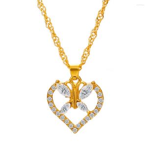 Подвесные ожерелья прекрасное ожерелье для бабочек для женщин Блинг стразы Сердца Сердце Чары Цепи Цеп