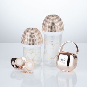 Baby Teethers Toys Miyocar Rose Gold Luxurious Custom Pacifier och flaskuppsättning med namn för Boy Girl 06 månader dusch 230621