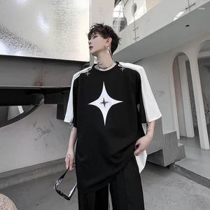 Männer T-shirts 2023 Schwarz Weiß Kontrast Farbe Design Schulter Reißverschlüsse Hip-Hop-Shirt Herren Koreanische Mode Kurzarm T-shirt streetwear