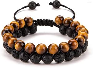 Braccialetti a maglie 8mm Pietre laviche Intrecciate a mano pure Regolabili Per uomo Donna Regali Gioielli Bracciale con cristalli curativi Meditazione yoga Rilassamento Ansia