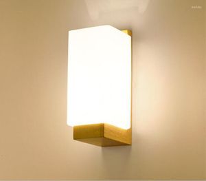 Wall Lamps Modern Wooden LED Lamp E26 E27 Bulb Lights Frosted Glass For Home Living Room Hallway Bedroom