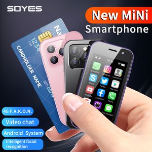 Orijinal Soyes XS14 Pro Mini 3.0 inç Akıllı Telefon 4G LTE 2GB RAM 16GB ROM KANITLI ANDROID 9.0 Dört Çekirdek 2600mAH Yüz Kimliği C Tip C OTG Küçük Cep Telefonu