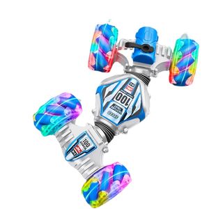 4WD RC Stunt Car 2.4G Radio Gest Induction Music Light Stunt Spray Remote Control Car 1:24 Watch Control Twist Car Boy Toys