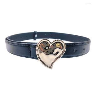 Belts Versatile PU Belt Jean Waistband Y2K-Style Vintage Heart Buckle For Hip Hop Bands Player Country Girls