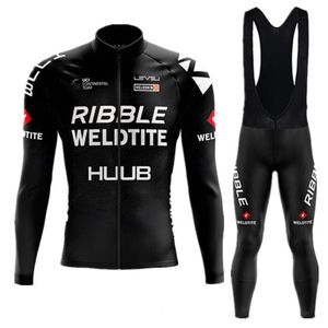 Cykeltröja sätter White Huub Ribble Weldtite Cycling Clothing Autumn Men Road Bike Shirt Bicycle Tights Mtb Maillot Ski Mask Masque