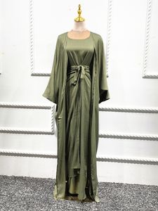 Этническая одежда джеллаба мусульманское платье 3 штуки мусульманские костюмы элегантные длинные исламские абаясы женщины скромные ношения одежды, набор наборов Wy55 230620