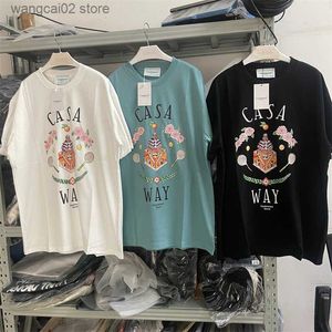 Męskie koszulki dobrej jakości Zamek Zamek Rakiet tenisowy Casablanca moda T Shirt Men Summe Style Kobiety Ogabrywa koszulka uliczna T230621