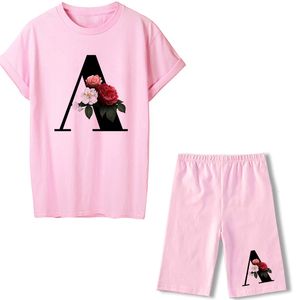 Tute da donna Set da due pezzi Lettera T-shirt e pantaloncini Set Tuta estiva manica corta Pantaloni da jogging Tuta sportiva da motociclista Abito sexy per donna 230620