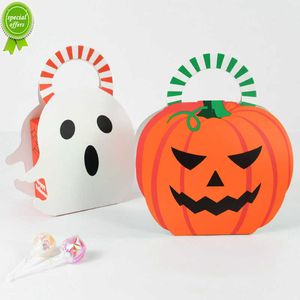 Nuovo 5pcs Halloween Paper Candy Box Cartoon Pumpkin Ghost Dessert Baking Gift Packaging Box Borse Halloween Party Supplies Bomboniere per bambini