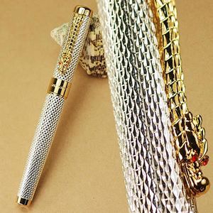 Fountain Penns Jinhao1200 Silver 18KGP B NIB Fountain Pen Dragon Carved Stationery School Office Writing Pen 230620