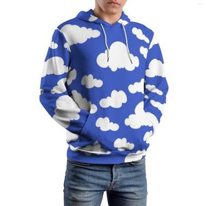 Moletom Masculino Cartoon Nuvem Casual Manga Comprida Nublado Céu Azul Cool Pulôver Moletom Com Capuz Outono Moda de Rua Camisolas Personalizadas Grandes