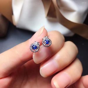 Stud Earrings Classic Sapphire For Women Fine Jewelry Natural Gem Earring Ocean Blue Color 925 Sterling Silver Girl Party Gift