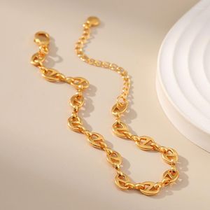 Link Bracelets Trendy 18k Gold Plated Pig Nose Chain Women Fashion Waterproof Metal Daily Wear Jewelry Gifts Summer Hand Accessories