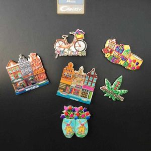 Голландия творческий холодильник Магнит сувенир Амстердам -стрит культурный ландшафт Идеи подарков подарков 3D смола холодильник Магнит Декор L230621