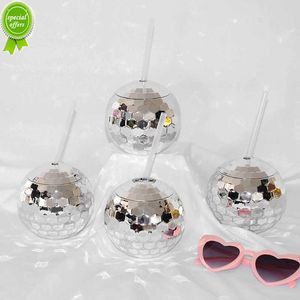 Ny 5st Disco Ball Cup med halm Bachelorette Hen Party Wedding Bridal Shower Supplies Summer Beach Pool Birthday Party Decoration