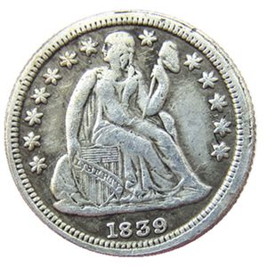 US 1839 P/O/S Liberty Oturmuş Dime Gümüş Kaplama Kopya Paraları