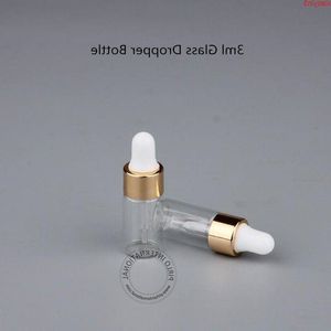 50pcs/Lot Promotion 3ml Empty Glass Essential Oil Cosmetic Bottle Perfume Container Mini 3cc Vial With Pipette Dropper Jarhigh quantlty Srda