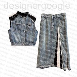 Skirts designer Women Casual Denim Skirt Metal Badge Jean Jacket Vintage Style Summer Fashion Straight LIJS