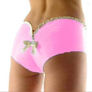 Damen Shorts Erotische Hosen Höschen Leder Pvc Sissy Lolita Sexy Hohle Schleife Höschen Frauen Unterwäsche Sex Süße Dünne Dessous 7xl