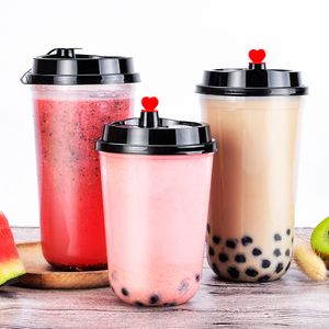 Торговые инструменты 50 шт. Пакет 360 500 700 мл U Bubble Tea Cup Cup Мягкая пластиковая десертная мороженое одноразовое мороженое Принимает настройку 230620