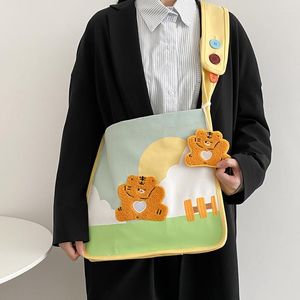 Torby wieczorowe torba Messenger Cute Tiger Women Kawaii Student Tote Tote Canvas Duże pojemność po bocznych torach