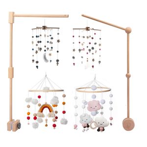 Rattles Mobiles Bite Bites Wood Bed Bell Baby Mobile Bracket Sock Rattle för Born Toys Developing DIY Accessories Crib Holder Arm Brackets 230620