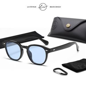 Óculos de Sol LM Moda Johnny Depp Estilo Óculos de Sol Redondos Lente Colorida Transparente Óculos de Sol Feminino Óculos de Sol Masculino TONY Blue Eyewear Ocean Lens UV400 230620